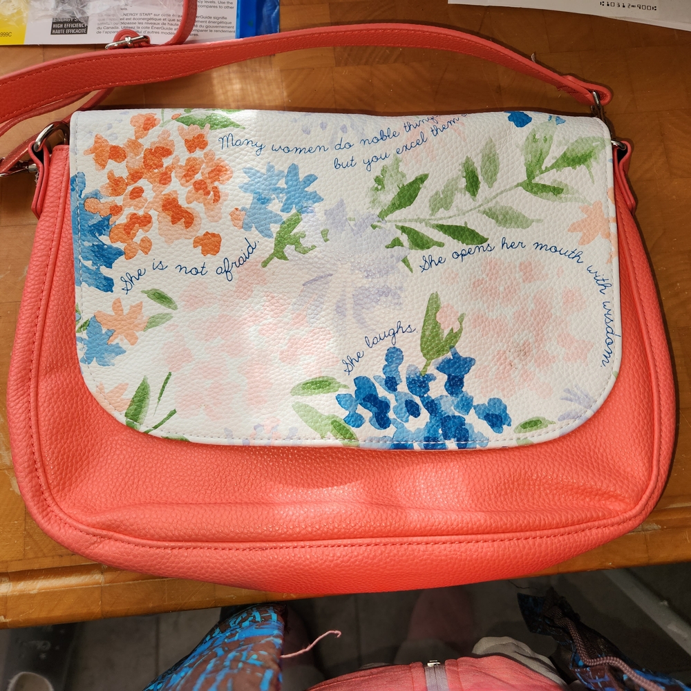 Pink Crossbody Bag with Floral Design